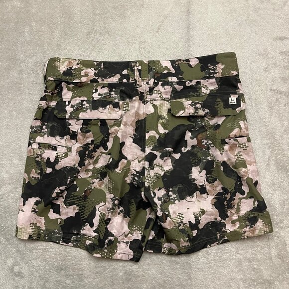 Huk Shorts Performance Fishing Camo Low Country Green Mens XL Elastic Waist - Picture 9 of 11